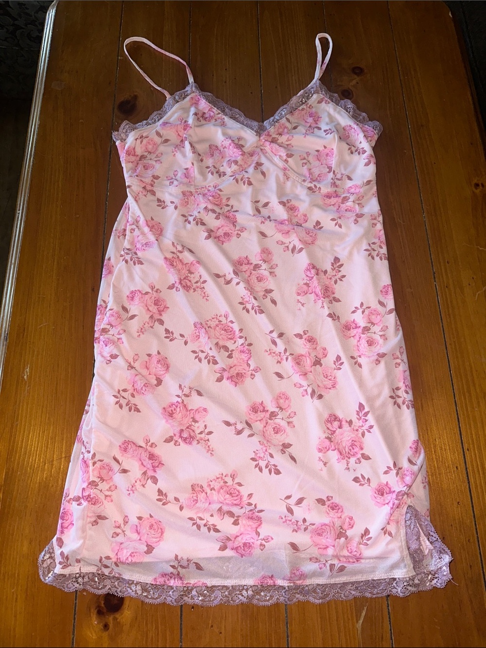 wild fable Pink Floral Lace-Trim Mini Slip Dress